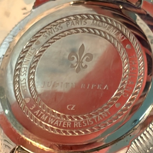 Judith Ripka Blue Enamel Watch Silver Tone CZ Crystal JR Logo Link Bracelet - Picture 2 of 6